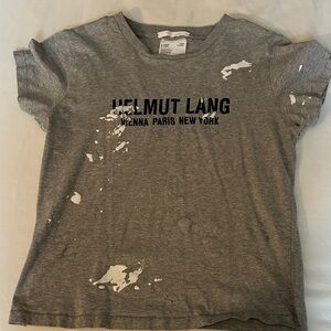 Helmut Lang Gray Tee with Paint Splatter